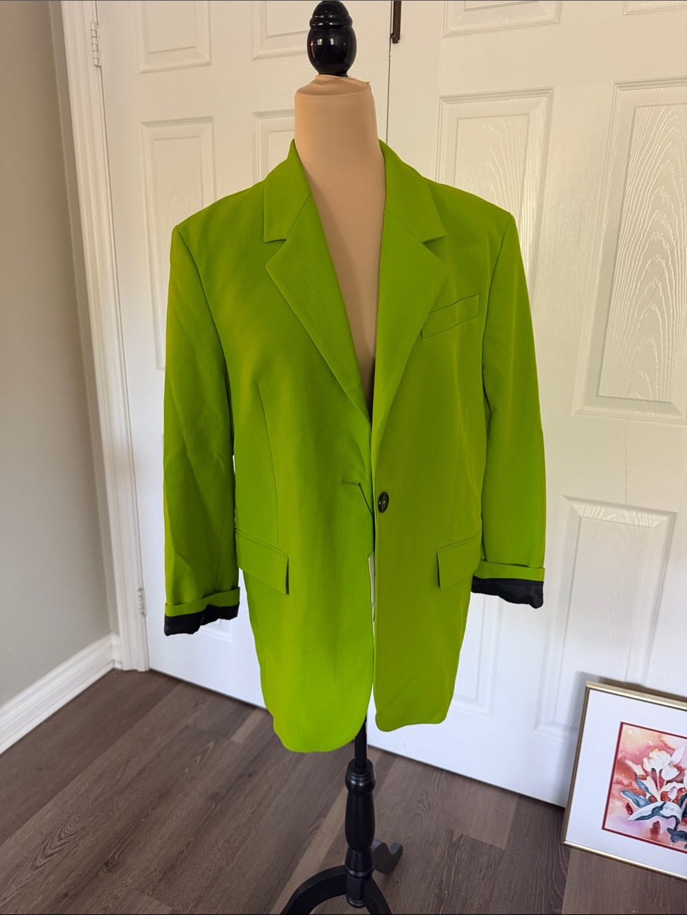 Zara Lime Green Single-Button Oversized Blazer